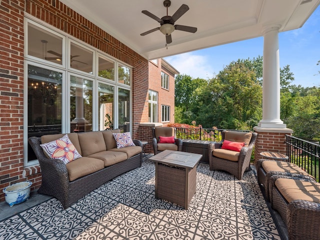 810 Highwood Dr, Bloomfield Hills, MI 48304 - view of patio with ceiling fan and an outdoor hangout area