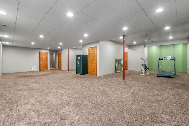 3553 Alpine Ct, Hillsdale, MI 49242 - finished basement with carpet, visible vents, and recessed lighting