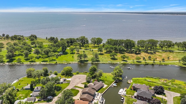 37337 Lakeshore Dr, Harrison Township, MI 48045 - birds eye view of property with a residential view and a water view