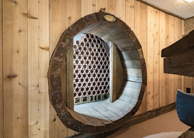 details featuring wooden walls