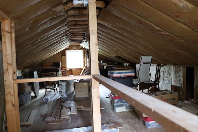 view of unfinished attic