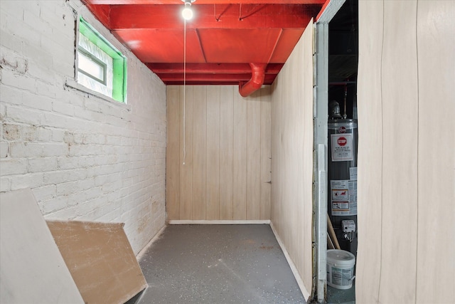 below grade area with water heater