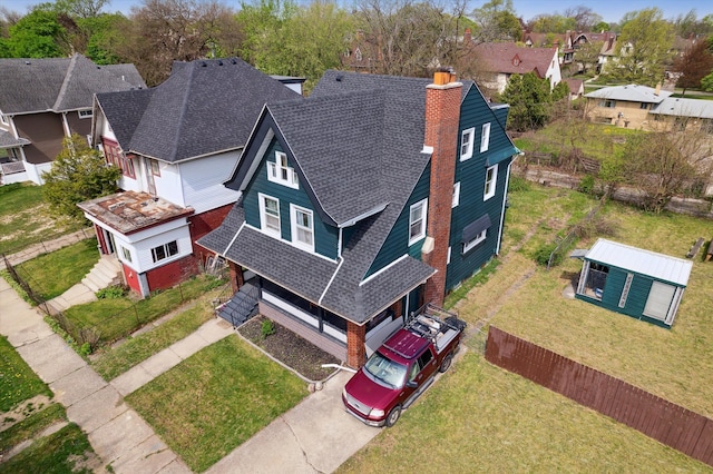 aerial view with a residential view