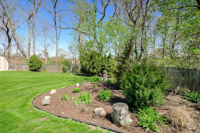 view of yard featuring a fenced backyard