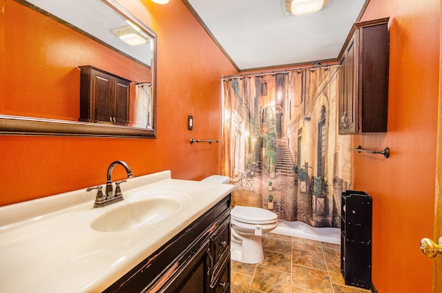 3440 Maidstone St, Trenton, MI 48183 - bathroom featuring toilet, stone finish flooring, and vanity