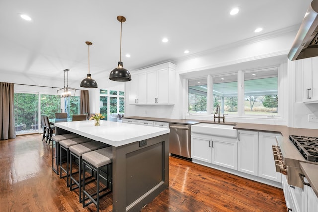 kitchen featuring a wealth of natural light, stainless steel appliances, and a sink