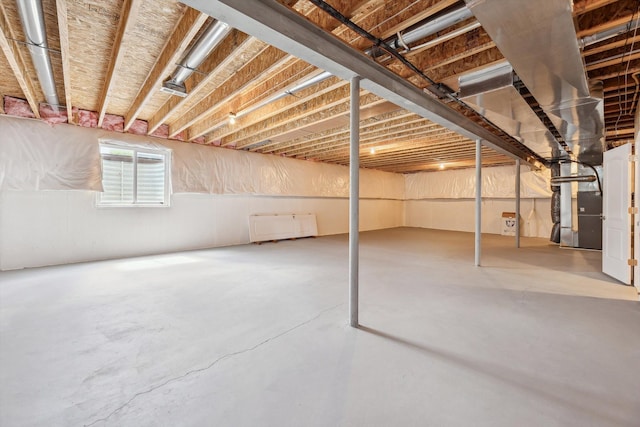basement with heating unit