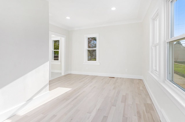 23040 Shakespeare Ave, Eastpointe, MI 48021 - unfurnished room featuring ornamental molding, recessed lighting, baseboards, and light wood-style floors