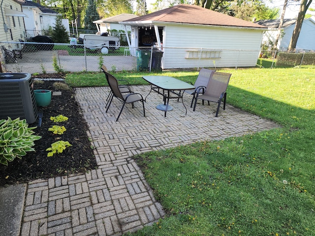 view of patio / terrace with central air condition unit