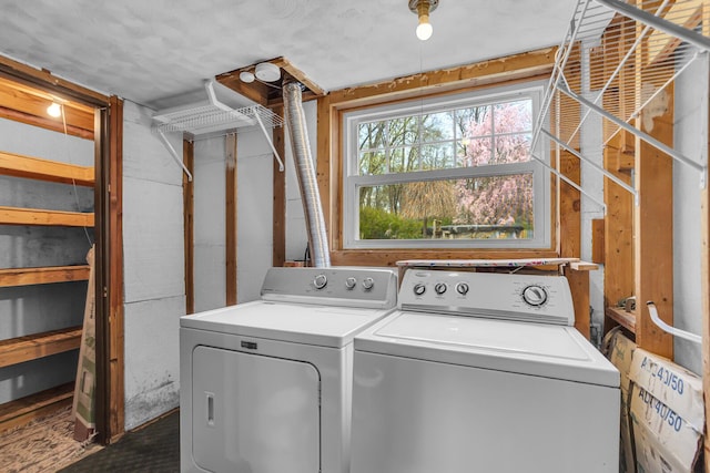 laundry room with separate washer and dryer and laundry area