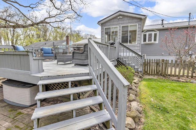 wooden deck featuring fence