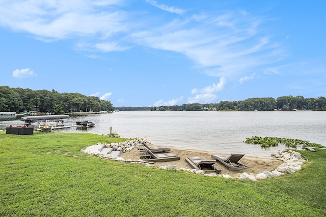 property view of water featuring a dock