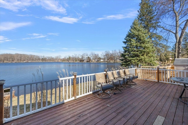 deck with a water view