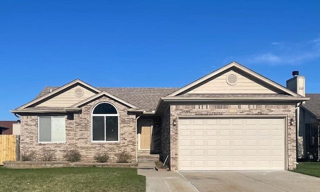 46132 Royal Dr, Chesterfield, MI 48051 - ranch-style house with brick siding, a garage, fence, and concrete driveway