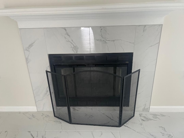 46132 Royal Dr, Chesterfield, MI 48051 - interior details featuring baseboards and a fireplace