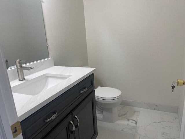 46132 Royal Dr, Chesterfield, MI 48051 - half bath with toilet, baseboards, marble finish floor, and vanity