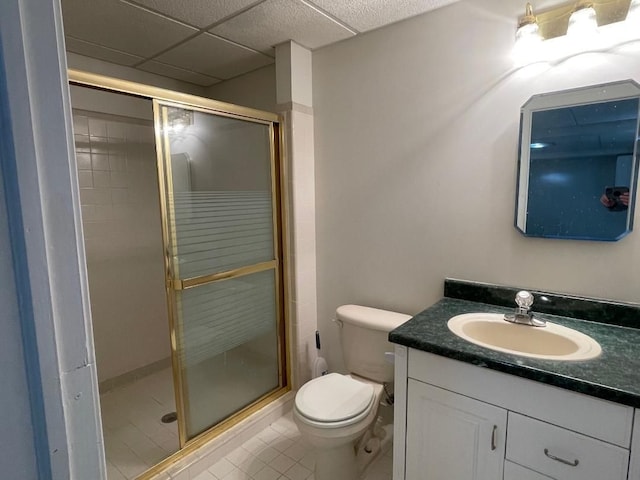 46132 Royal Dr, Chesterfield, MI 48051 - bathroom featuring toilet, tile patterned floors, a shower stall, and vanity