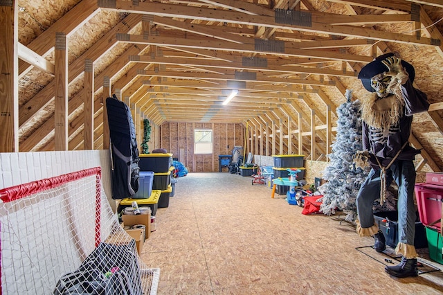 view of unfinished attic
