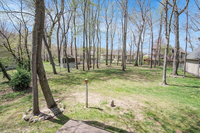 view of yard featuring fence