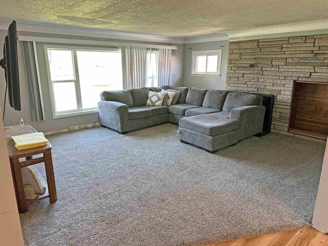 2086 Sloan Rd, Burt, MI 48417 - living room with a textured ceiling and carpet flooring