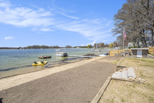 view of water feature featuring a dock