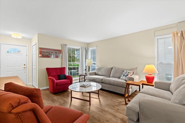 514 Mill Pond Dr, Fenton, MI 48430 - living area featuring baseboards and wood finished floors