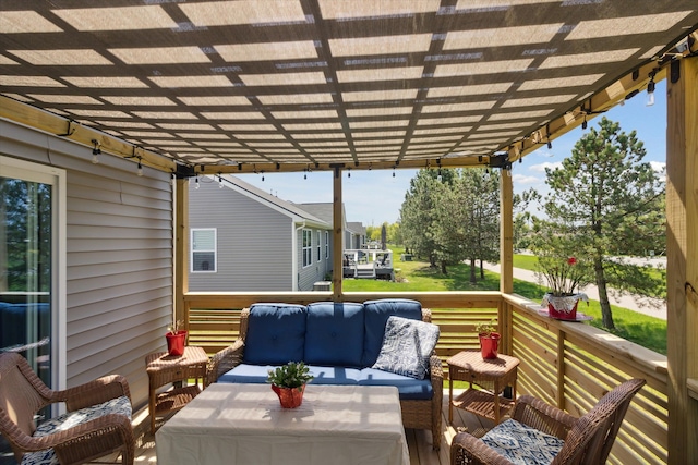 deck with an outdoor hangout area