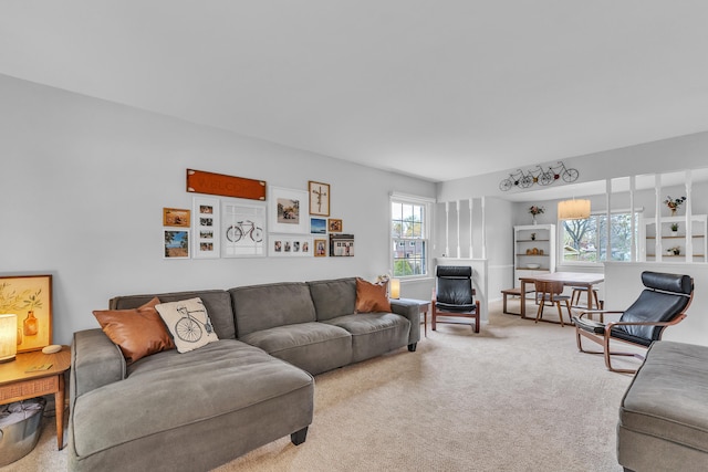 view of carpeted living area