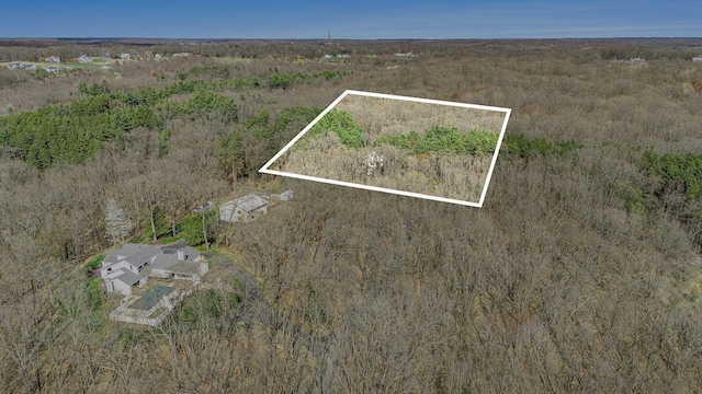 aerial view with a wooded view