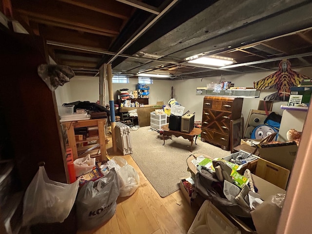 unfinished below grade area featuring wood finished floors