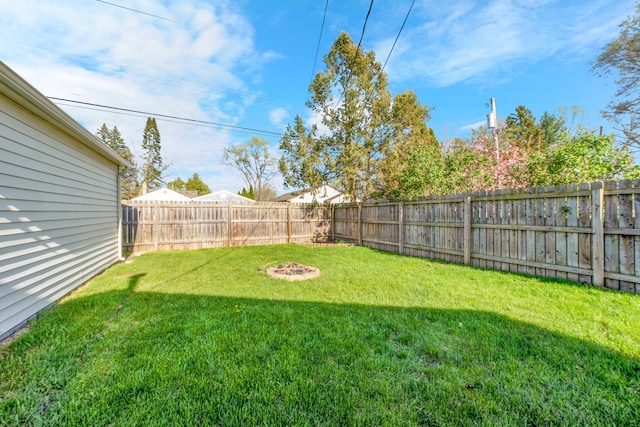 view of yard with a fenced backyard