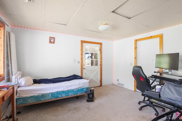 3620 Sharp Rd, Adrian, MI 49221 - bedroom featuring carpet, a drop ceiling, and visible vents