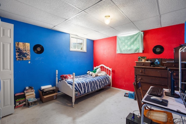 3620 Sharp Rd, Adrian, MI 49221 - carpeted bedroom with baseboards and a drop ceiling