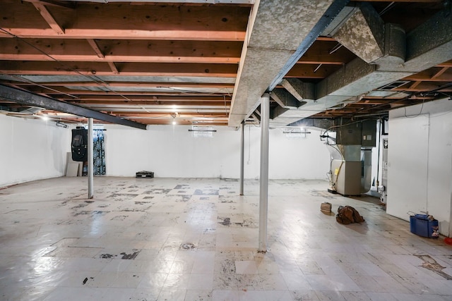 unfinished below grade area with tile patterned floors