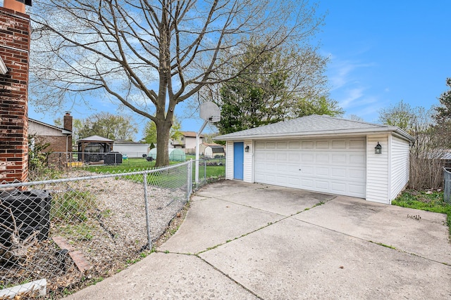 3410 Pasadena Dr, Troy, MI 48083 - detached garage with fence and cooling unit