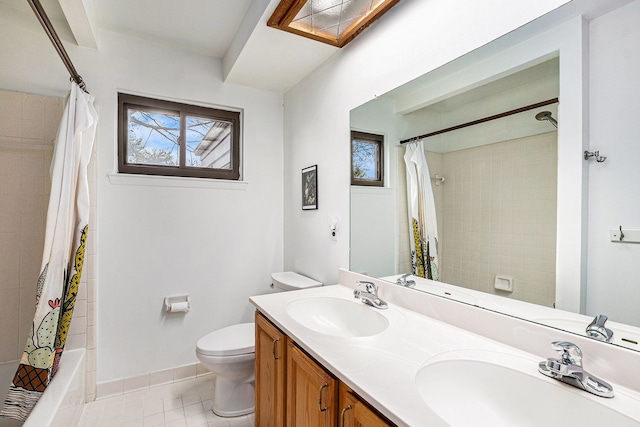 3410 Pasadena Dr, Troy, MI 48083 - bathroom with tile patterned flooring, a sink, double vanity, and toilet