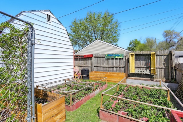 view of yard featuring a fenced backyard and a garden
