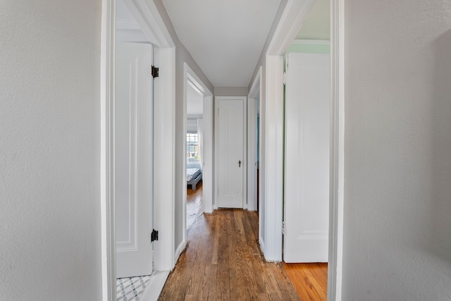 hall featuring wood finished floors