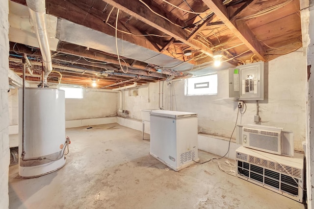 13705 Julius Ave, Warren, MI 48089 - basement featuring fridge, water heater, electric panel, and plenty of natural light