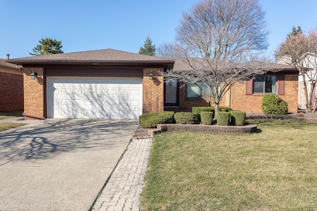 15895 Bexley St, Clinton Township, MI 48038 - ranch-style house with concrete driveway, an attached garage, and brick siding