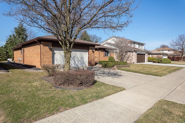 15895 Bexley St, Clinton Township, MI 48038 - view of front of house featuring a front lawn, concrete driveway, brick siding, and a garage