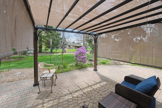 view of patio featuring a pergola
