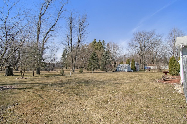view of yard with a storage unit and an outdoor structure