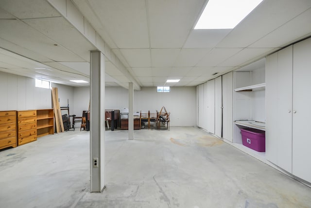 basement with a drop ceiling