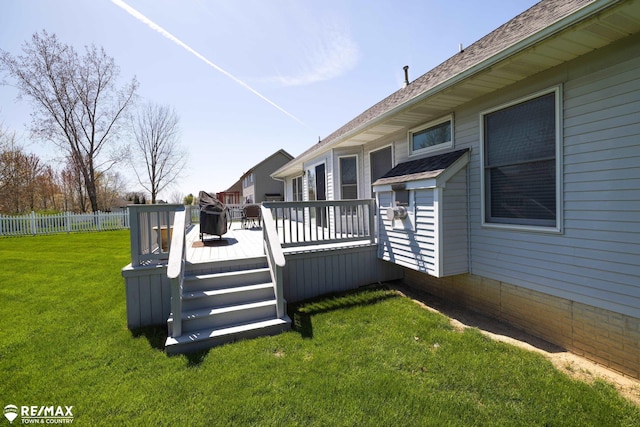 7077 Crosswinds Dr, Swartz Creek, MI 48473 - wooden deck featuring a lawn and fence