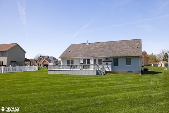 7077 Crosswinds Dr, Swartz Creek, MI 48473 - back of property with a lawn, fence, and a shingled roof