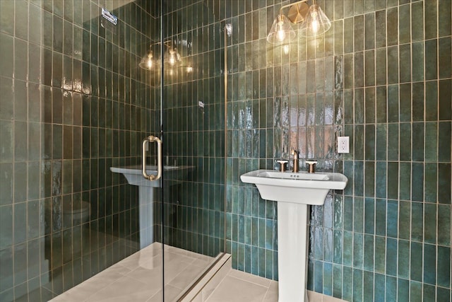 13459 Haddon St, Fenton, MI 48430 - full bath with tile walls and a shower stall