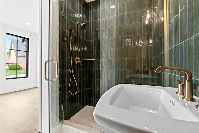 13459 Haddon St, Fenton, MI 48430 - bathroom with a sink and a stall shower