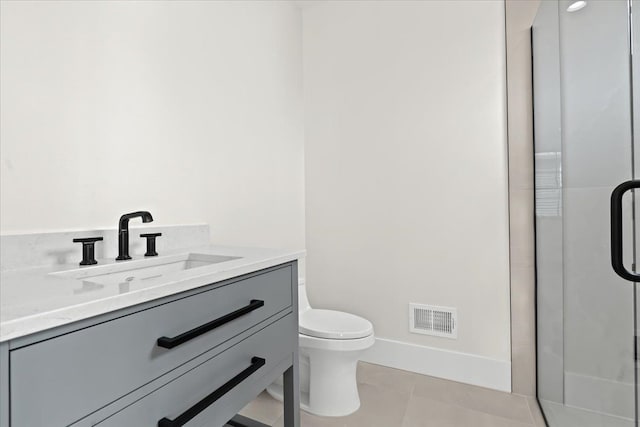 13459 Haddon St, Fenton, MI 48430 - full bathroom with visible vents, vanity, toilet, tile patterned floors, and a stall shower