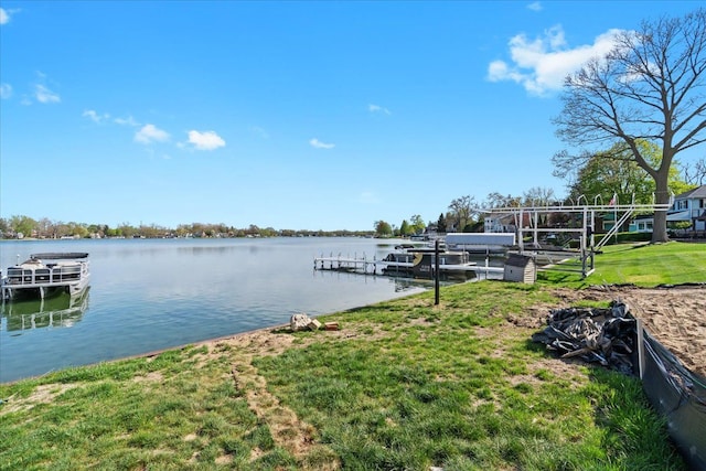 13459 Haddon St, Fenton, MI 48430 - view of dock with a lawn and a water view